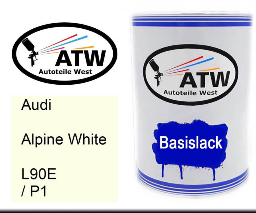 Audi, Alpine White, L90E / P1: 500ml Lackdose, von ATW Autoteile West.